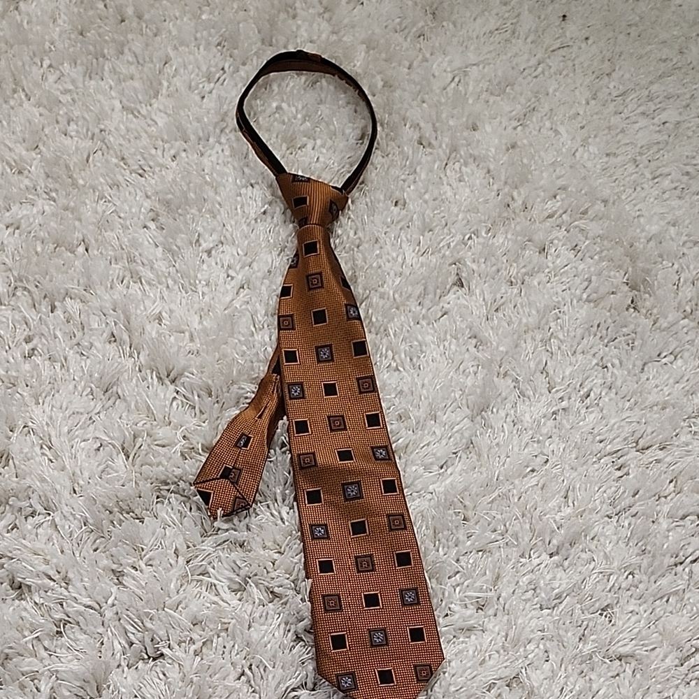 Madison Boy Brown Geometric Pattern Pre-Tie